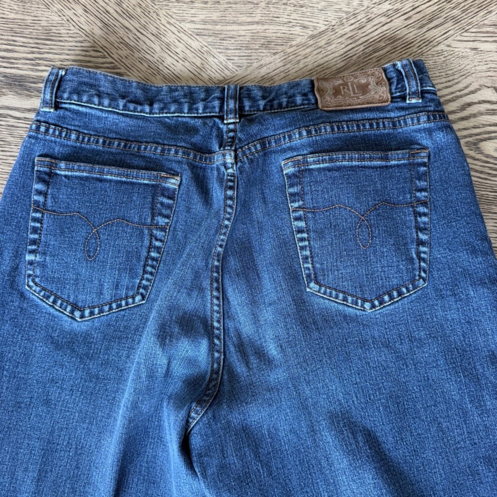 Lauren By Ralph Lauren Premium Straight Leg Blue Jeans Womens 10 Medium Wash - Picture 4 of 11